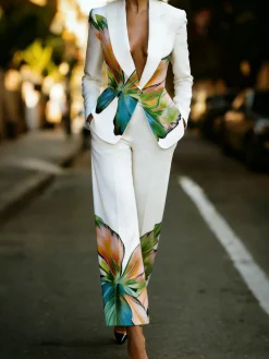 Urban Floral Printing Fashion Straight Pants