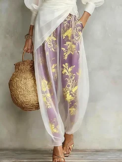 Urban Floral Printing Fashion Turnip Pants