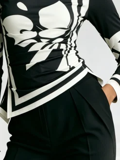 Urban Floral Printing Irregular Craftsmanship Ruched Color Block T-shirt