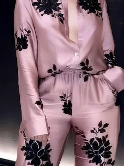 Urban Floral Printing Shirt Collar Shirt