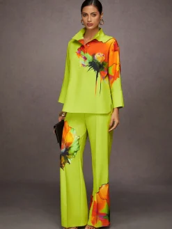 Urban Floral Printing Stand Collar Blouse
