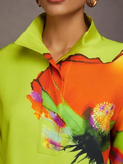 Urban Floral Printing Stand Collar Blouse