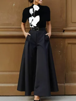 Urban Floral Printing Stand Collar T-shirt