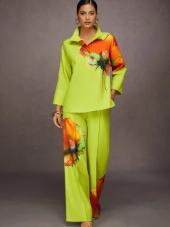 Urban Floral Printing Straight Pants