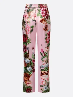 Urban Floral Split Joint Straight Pants No Belt