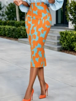 Urban Geometric High Waist Midi Skirt