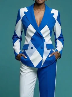 Urban Geometric Lapel Collar Blazer