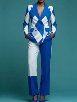 Urban Geometric Lapel Collar Blazer