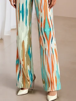 Urban Geometric Printing Color Block Straight Pants