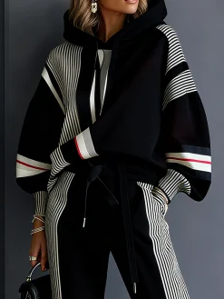 Urban Geometric Relaxed Fit Hoodie