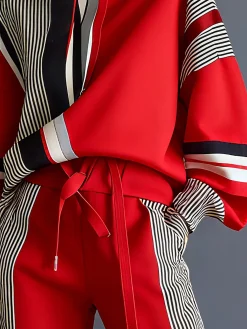 Urban Geometric Relaxed Fit Hoodie