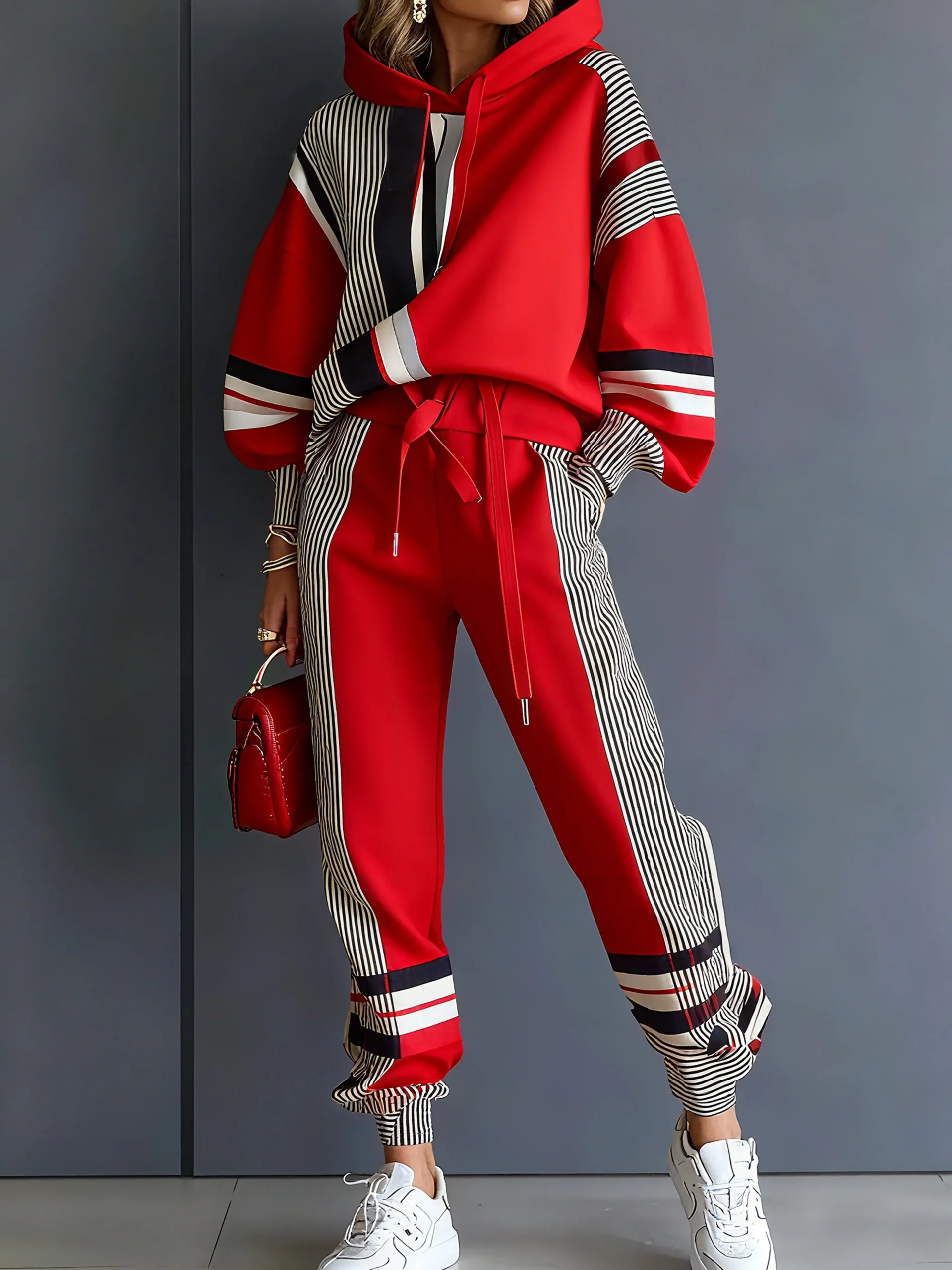 Urban Geometric Relaxed Fit Hoodie