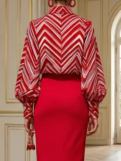 Urban Geometric Shirt Collar Shirt