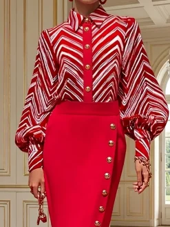 Urban Geometric Shirt Collar Shirt
