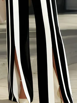 Urban Geometric Slit Straight Pants