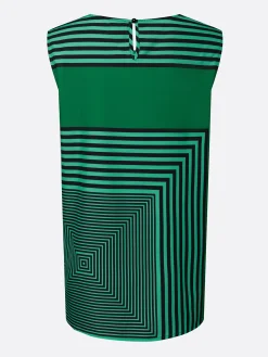 Urban Geometric Stripe Sleeveless Top Loose Fit Lightweight Daily