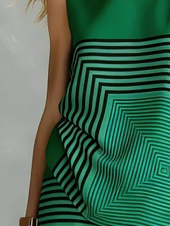 Urban Geometric Stripe Sleeveless Top Loose Fit Lightweight Daily