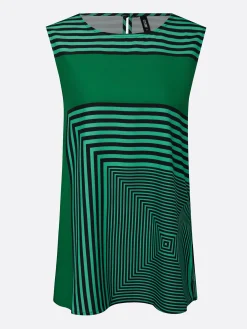 Urban Geometric Stripe Sleeveless Top Loose Fit Lightweight Daily