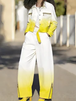 Urban Gradient Pattern Printing Turnip Pants
