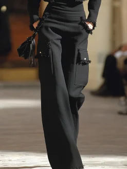 Urban High Waist Straight Pants Plain H-Line Trousers for Work