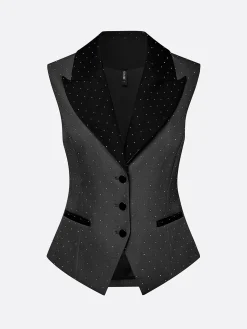 Urban Hot Drilling Color Block Lapel Collar Vest