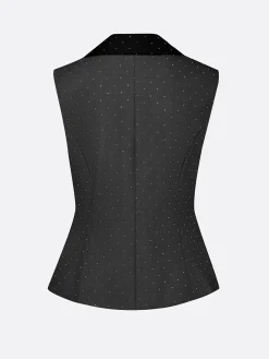 Urban Hot Drilling Color Block Lapel Collar Vest