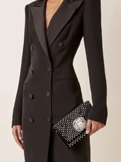 Urban Lapel Collar Long Tuxedo Dress