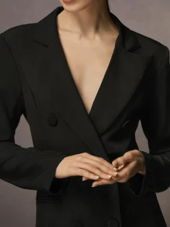 Urban Lapel Collar Long Tuxedo Dress