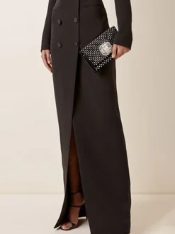 Urban Lapel Collar Long Tuxedo Dress