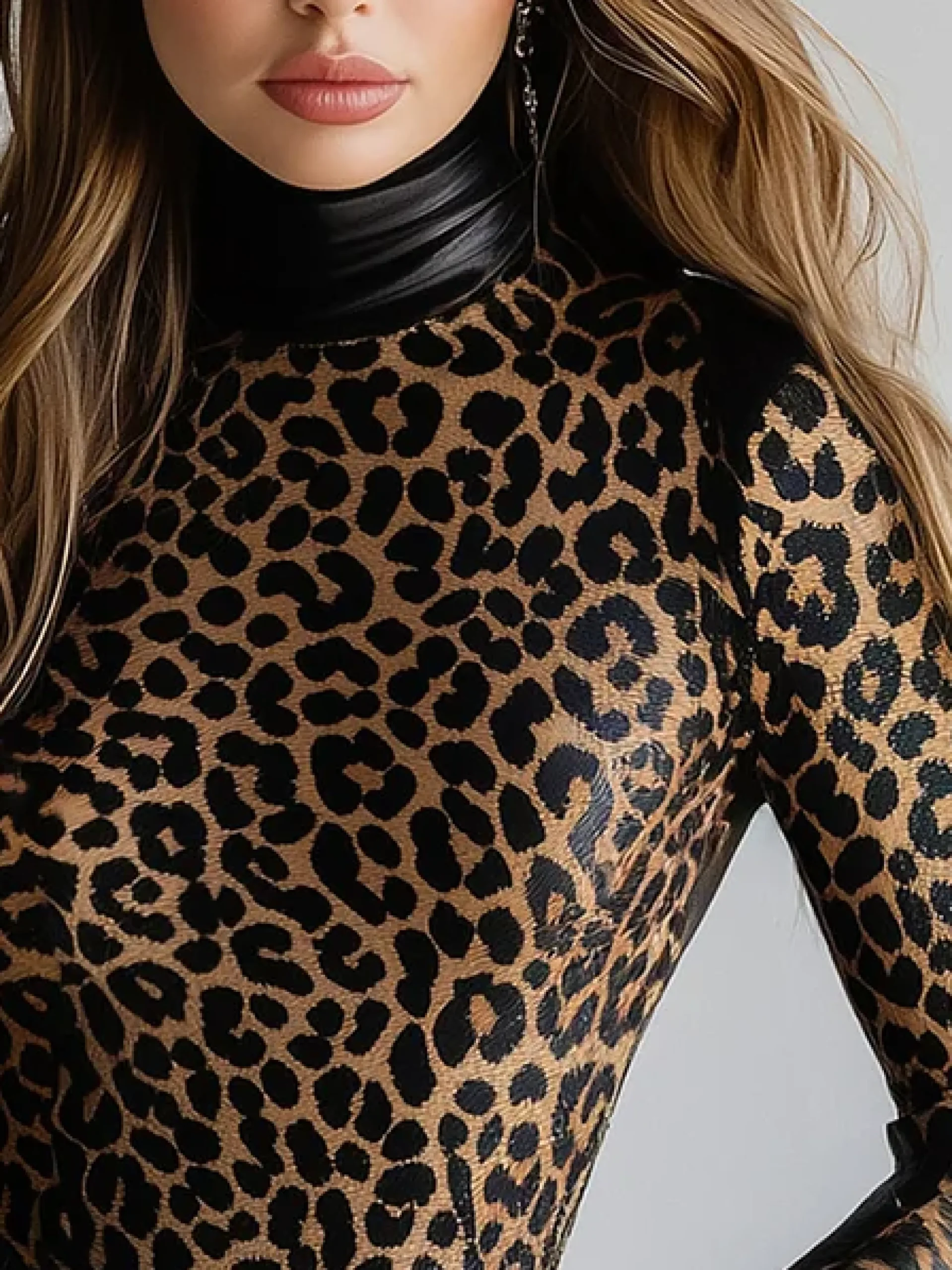 Urban Leopard Turtleneck Blouse
