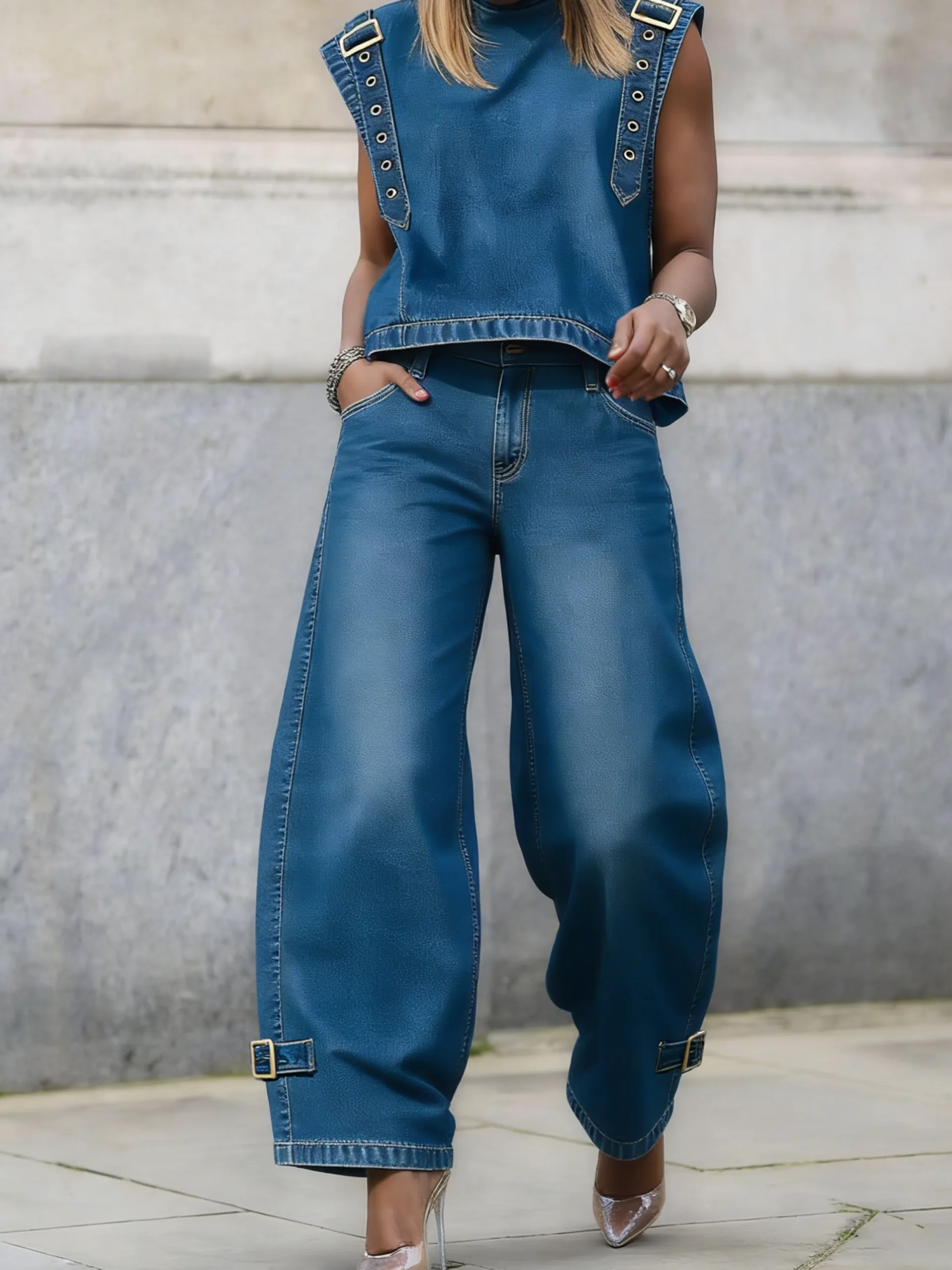 Urban Long Straight Pants Loose H-Line Ripped Daily Trousers