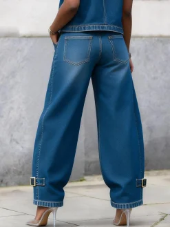 Urban Long Straight Pants Loose H-Line Ripped Daily Trousers