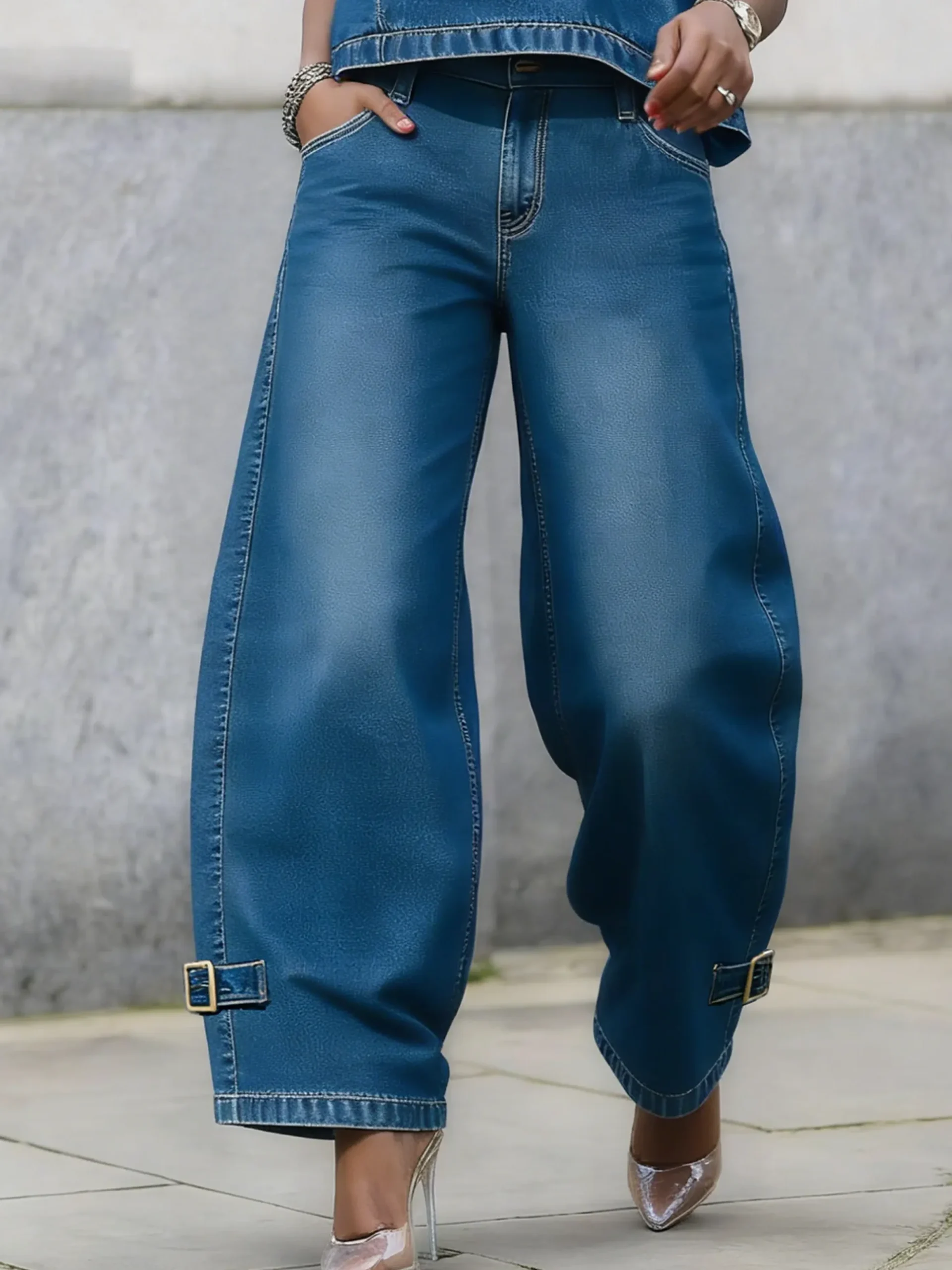 Urban Long Straight Pants Loose H-Line Ripped Daily Trousers