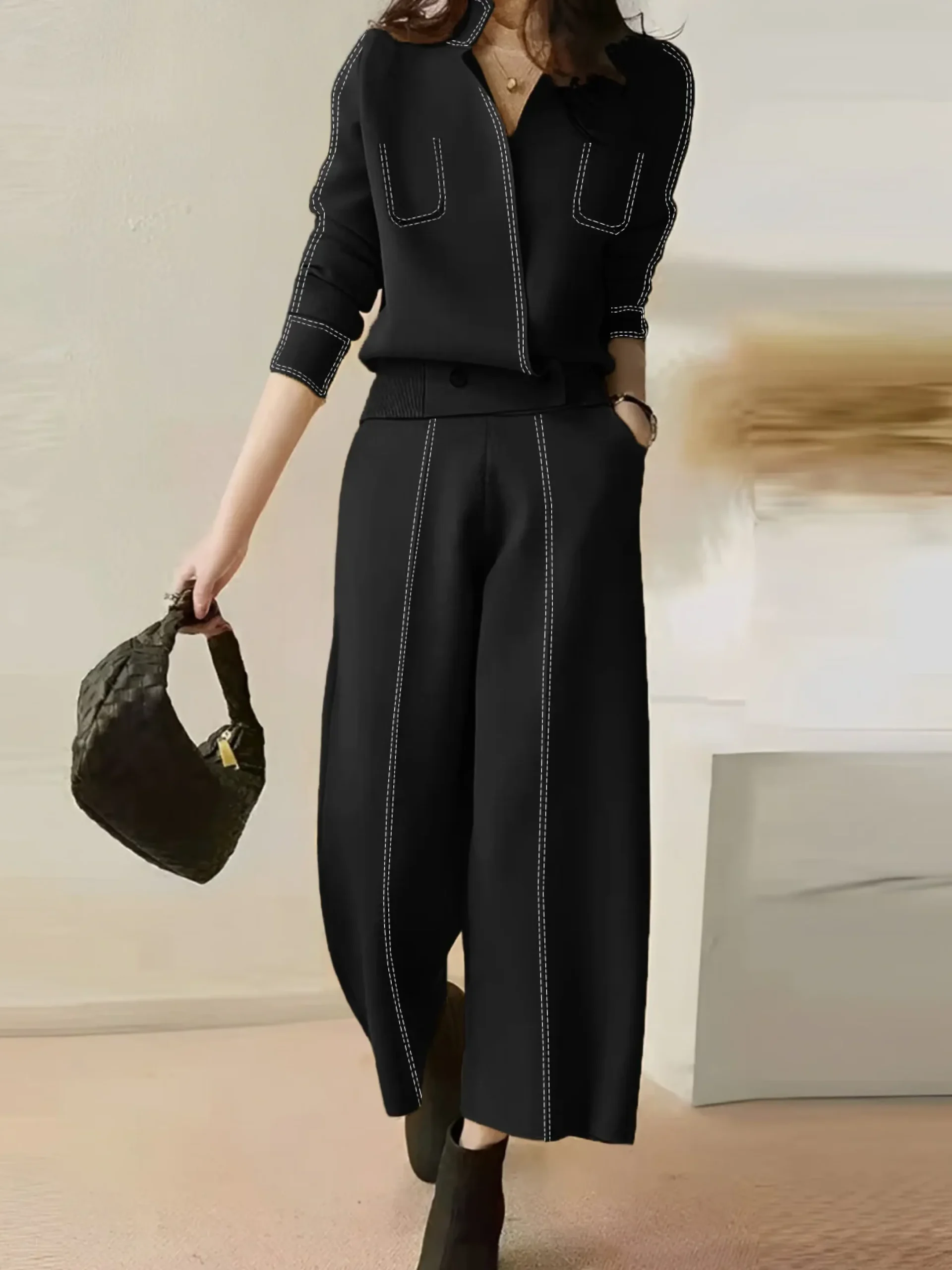 Urban Loose Color Block Straight Pants