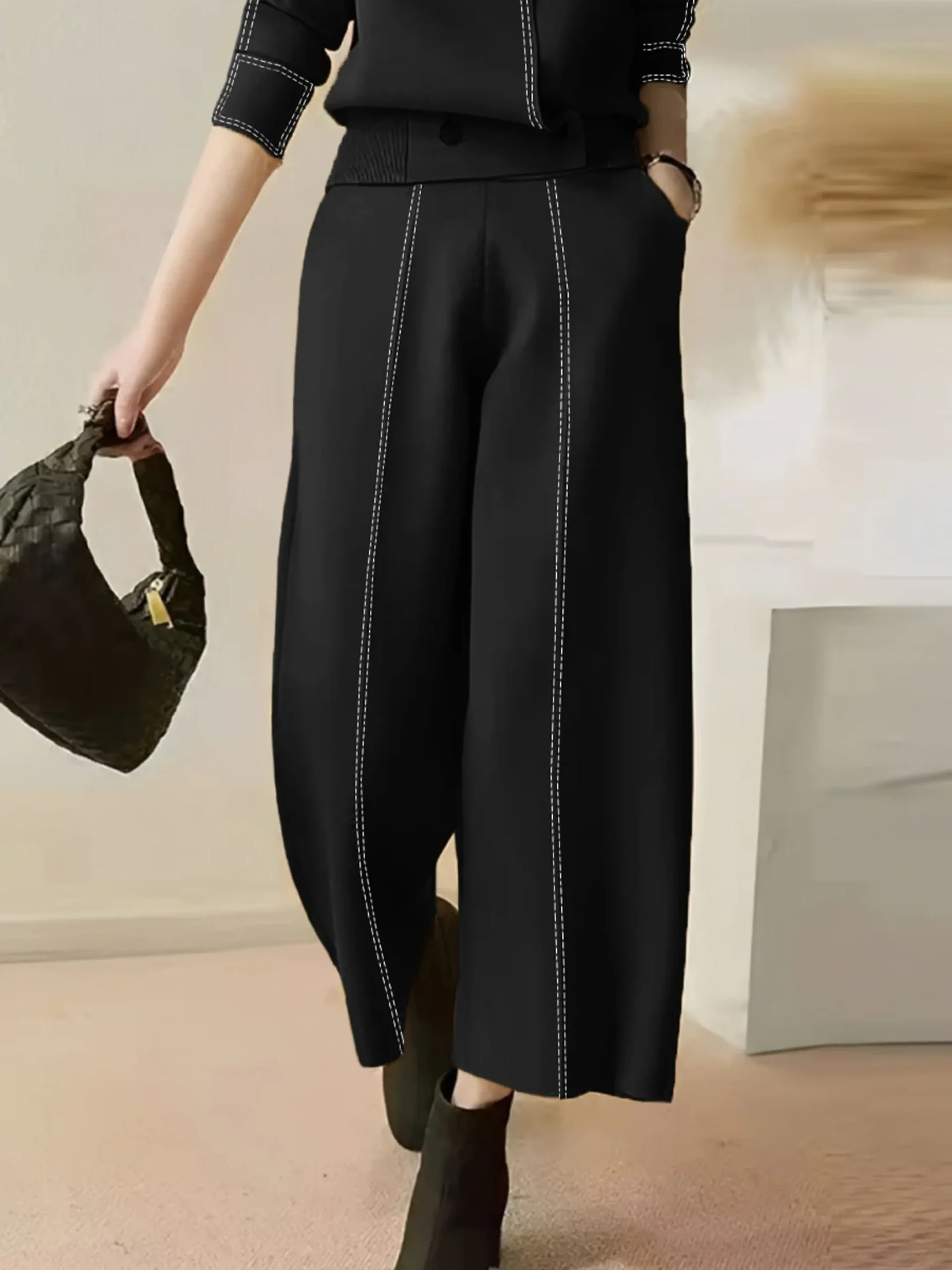 Urban Loose Color Block Straight Pants
