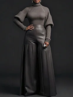 Urban Minimalist Turtleneck Puff Sleeve Sweater