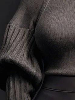 Urban Minimalist Turtleneck Puff Sleeve Sweater