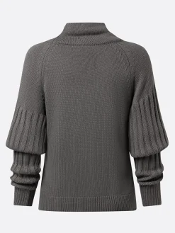 Urban Minimalist Turtleneck Puff Sleeve Sweater
