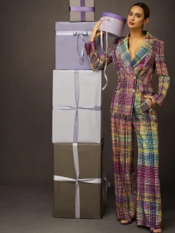 Urban Multi-Plaid Lapel Blazer
