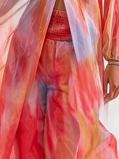 Urban Ombre Printing Color Block Wide Leg Pants