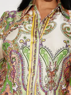 Urban Paisley Buttoned Shirt Collar Shirt