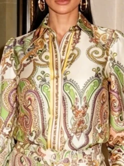 Urban Paisley Buttoned Shirt Collar Shirt
