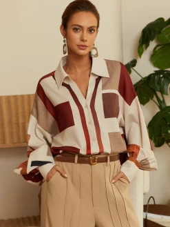 Urban Plaid Balloon-Sleeve Buckle Shirt