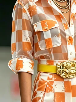 Urban Plaid Printing Shirt Collar Shirt