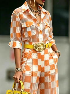Urban Plaid Printing Shirt Collar Shirt