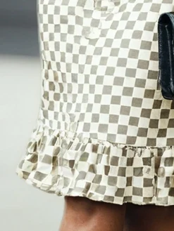 Urban Plaid Printing Shirt Collar Midi Dress