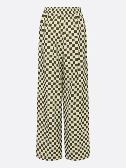 Urban Plaid Printing Wide Leg Pants