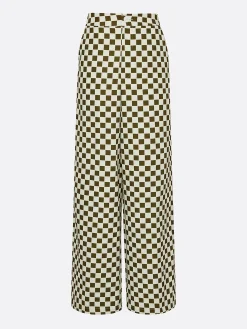 Urban Plaid Printing Wide Leg Pants