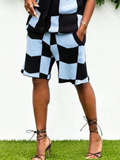 Urban Plaid Sweater Straight Pants Shorts