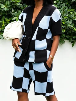 Urban Plaid V Neck Sweater Cardigan